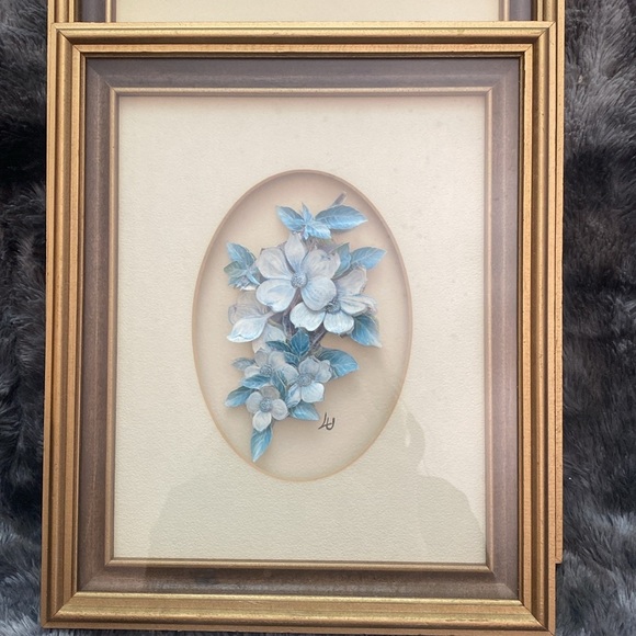 2 Vintage 3D paper tole Flower pictures - Picture 3 of 16